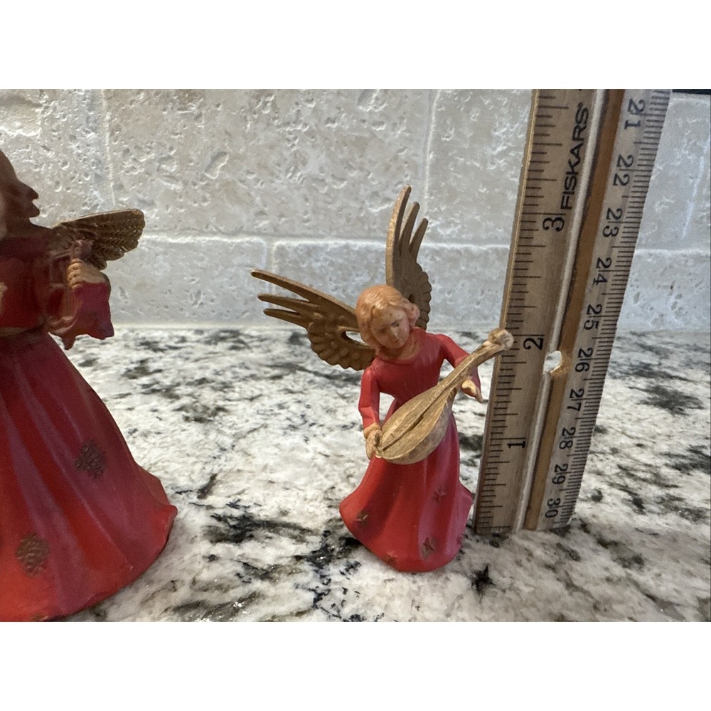 Set of 3 Vintage Celluloid Angels Instruments Red Hong Kong - Picture 15 of 16